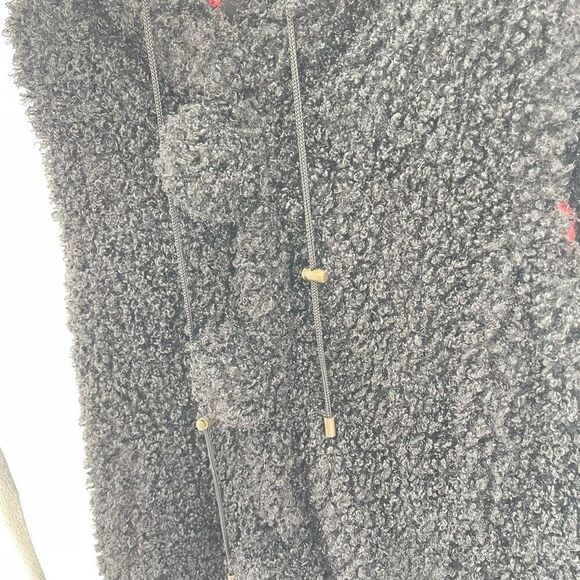 Montanaco Womens Hooded Vest Sherpa Pom Pom Drawcord Polyester Black Size Medium - Picture 6 of 8